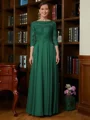 A-Line/Princess Scoop Chiffon Floor-Length Mother of the Bride Dresses With Lace