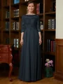 A-Line/Princess Scoop Chiffon Floor-Length Mother of the Bride Dresses With Lace