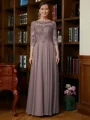 A-Line/Princess Scoop Chiffon Floor-Length Mother of the Bride Dresses With Lace