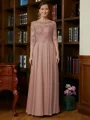 A-Line/Princess Scoop Chiffon Floor-Length Mother of the Bride Dresses With Lace