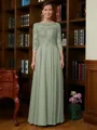 A-Line/Princess Scoop Chiffon Floor-Length Mother of the Bride Dresses With Lace