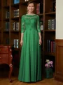 A-Line/Princess Scoop Chiffon Floor-Length Mother of the Bride Dresses With Lace