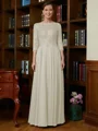 A-Line/Princess Scoop Chiffon Floor-Length Mother of the Bride Dresses With Lace