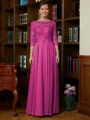 A-Line/Princess Scoop Chiffon Floor-Length Mother of the Bride Dresses With Lace
