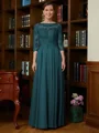A-Line/Princess Scoop Chiffon Floor-Length Mother of the Bride Dresses With Lace