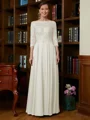 A-Line/Princess Scoop Chiffon Floor-Length Mother of the Bride Dresses With Lace