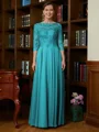 A-Line/Princess Scoop Chiffon Floor-Length Mother of the Bride Dresses With Lace