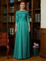 A-Line/Princess Scoop Chiffon Floor-Length Mother of the Bride Dresses With Lace