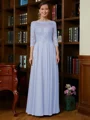 A-Line/Princess Scoop Chiffon Floor-Length Mother of the Bride Dresses With Lace