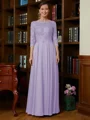 A-Line/Princess Scoop Chiffon Floor-Length Mother of the Bride Dresses With Lace