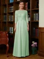 A-Line/Princess Scoop Chiffon Floor-Length Mother of the Bride Dresses With Lace