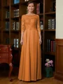 A-Line/Princess Scoop Chiffon Floor-Length Mother of the Bride Dresses With Lace