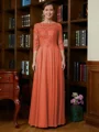 A-Line/Princess Scoop Chiffon Floor-Length Mother of the Bride Dresses With Lace