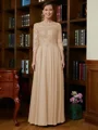 A-Line/Princess Scoop Chiffon Floor-Length Mother of the Bride Dresses With Lace