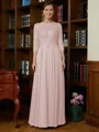 A-Line/Princess Scoop Chiffon Floor-Length Mother of the Bride Dresses With Lace