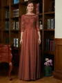 A-Line/Princess Scoop Chiffon Floor-Length Mother of the Bride Dresses With Lace