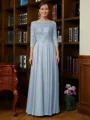 A-Line/Princess Scoop Chiffon Floor-Length Mother of the Bride Dresses With Lace