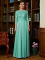 A-Line/Princess Scoop Chiffon Floor-Length Mother of the Bride Dresses With Lace