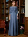 A-Line/Princess Scoop Chiffon Floor-Length Mother of the Bride Dresses With Lace