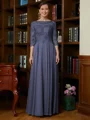 A-Line/Princess Scoop Chiffon Floor-Length Mother of the Bride Dresses With Lace
