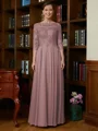 A-Line/Princess Scoop Chiffon Floor-Length Mother of the Bride Dresses With Lace