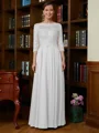 A-Line/Princess Scoop Chiffon Floor-Length Mother of the Bride Dresses With Lace