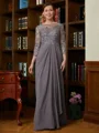 A-Line/Princess Scoop Floor-Length Chiffon Mother of the Bride Dresses With Lace