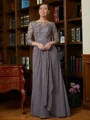 A-Line/Princess Scoop Floor-Length Chiffon Mother of the Bride Dresses With Lace