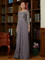 A-Line/Princess Scoop Floor-Length Chiffon Mother of the Bride Dresses With Lace