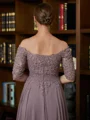 A-Line/Princess Off-the-Shoulder Floor-Length Chiffon Mother of the Bride Dresses With Applique