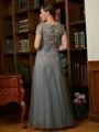 A-Line/Princess Scoop Floor-Length Tulle Mother of the Bride Dresses With Lace