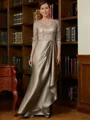 A-Line/Princess V-neck Satin Sweep Train Mother of the Bride Dresses With Lace