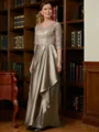 A-Line/Princess V-neck Satin Sweep Train Mother of the Bride Dresses With Lace