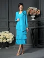 A-Line/Princess Scoop Tea-Length Chiffon Mother of the Bride Dresses