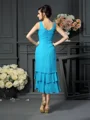 A-Line/Princess Scoop Tea-Length Chiffon Mother of the Bride Dresses