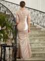 Sheath/Column Sweetheart Floor-Length Satin Mother of the Bride Dresses With Lace
