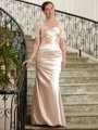 Sheath/Column Sweetheart Floor-Length Satin Mother of the Bride Dresses With Lace