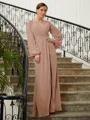 A-Line/Princess V-neck Floor-Length Chiffon Mother of the Bride Dresses With Applique