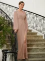 A-Line/Princess V-neck Floor-Length Chiffon Mother of the Bride Dresses With Applique
