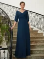 A-Line/Princess V-neck Floor-Length Chiffon Mother of the Bride Dresses With Ruffles