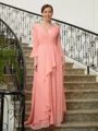 A-Line/Princess V-neck Sweep Train Chiffon Mother of the Bride Dresses With Ruffles