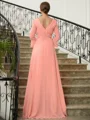 A-Line/Princess V-neck Sweep Train Chiffon Mother of the Bride Dresses With Ruffles