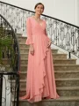 A-Line/Princess V-neck Sweep Train Chiffon Mother of the Bride Dresses With Ruffles