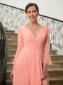 A-Line/Princess V-neck Sweep Train Chiffon Mother of the Bride Dresses With Ruffles