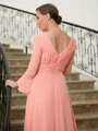 A-Line/Princess V-neck Sweep Train Chiffon Mother of the Bride Dresses With Ruffles