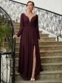 A-Line/Princess V-neck Floor-Length Chiffon Mother of the Bride Dresses With Ruffles