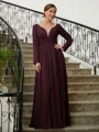 A-Line/Princess V-neck Floor-Length Chiffon Mother of the Bride Dresses With Ruffles
