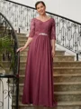 A-Line/Princess V-neck Floor-Length Chiffon Mother of the Bride Dresses With Lace