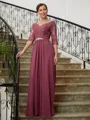 A-Line/Princess V-neck Floor-Length Chiffon Mother of the Bride Dresses With Lace