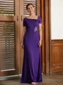 Sheath/Column Square Floor-Length Jersey Mother of the Bride Dresses With Beading
